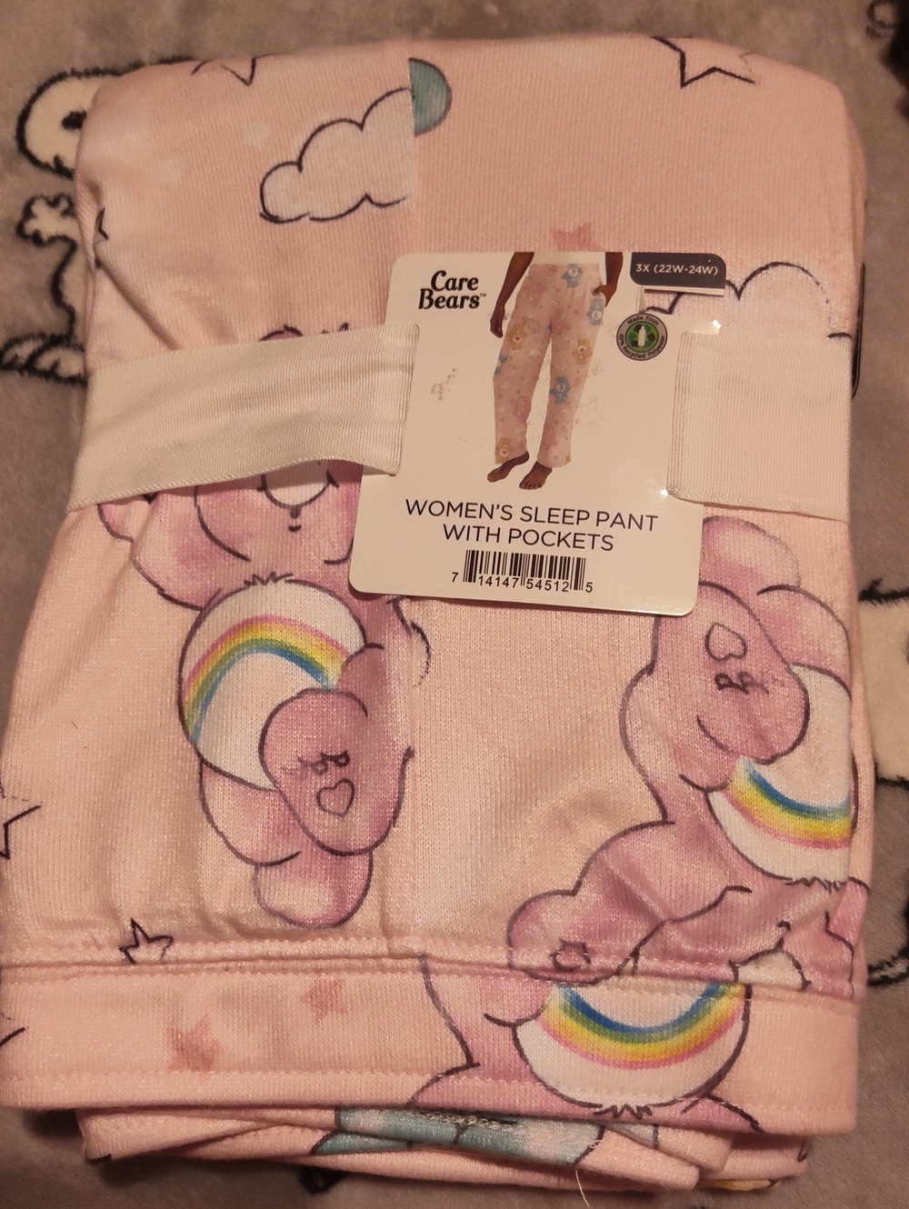 Care Bears Pink Women's Pajama Sleep Pants with Rainbow Print